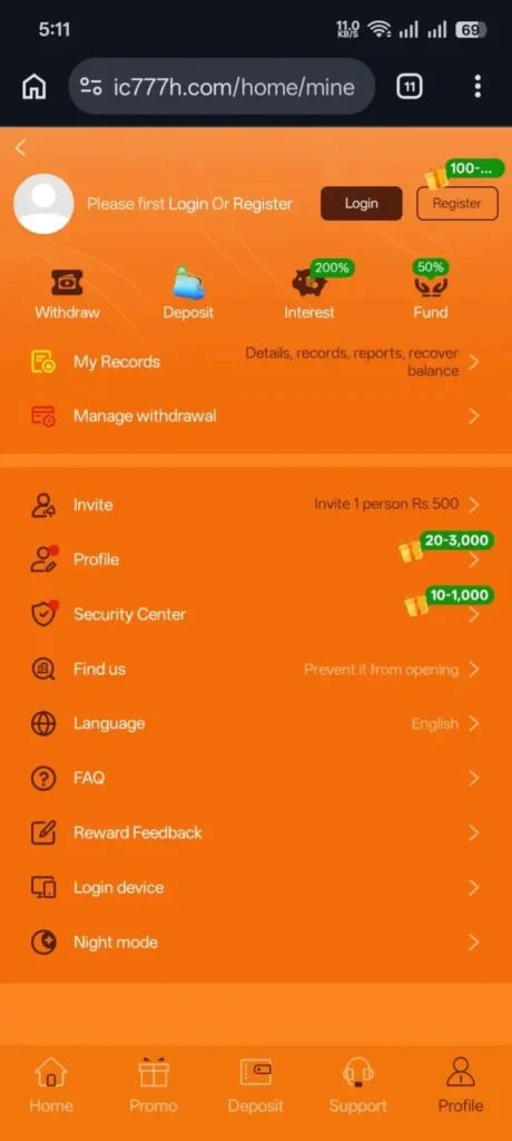 Game Main Account Dashboard