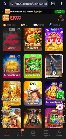 FD999 Game home screen on Android